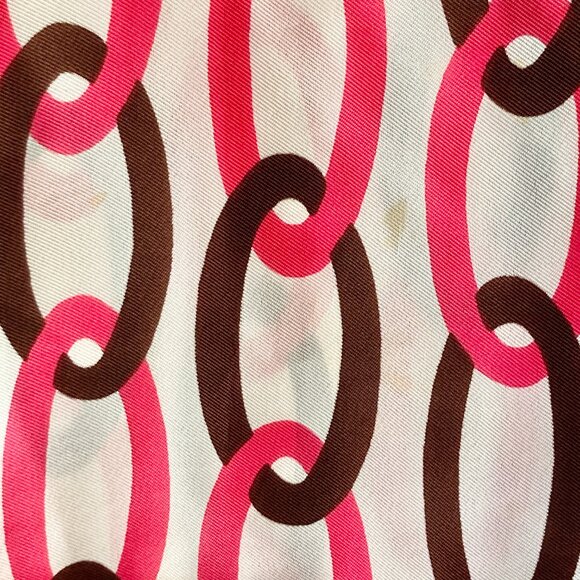 Vintage Jacques Piaget Italian Acetate Scarf Rectangle 18" X 53" Pink White - Picture 12 of 16